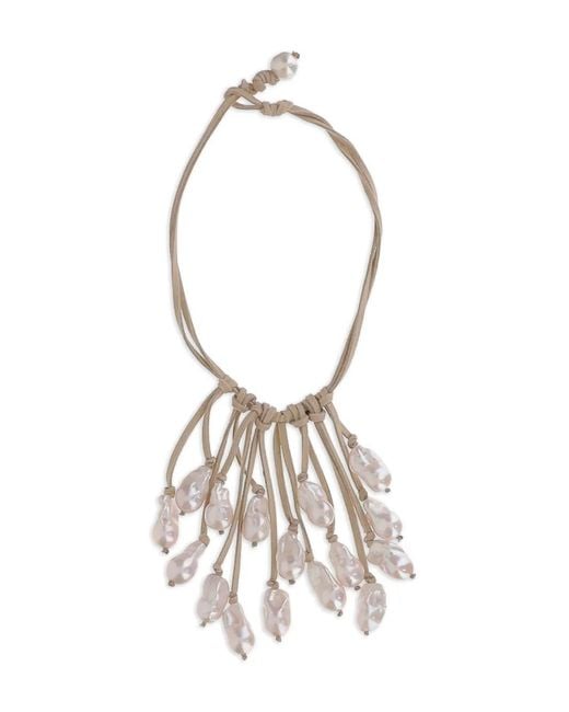 Mela White Suede-Strap Necklace