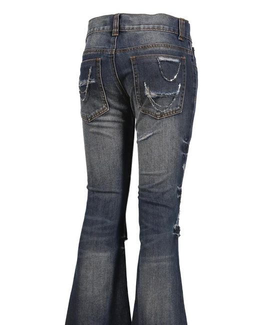 Jaded London Blue Distressed Chain-Link Jeans for men