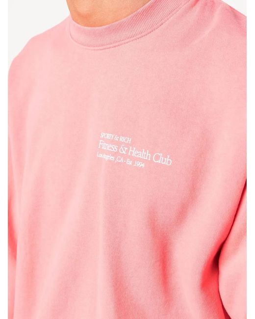Sporty & Rich Pink Fitness & Health Club Crew Neck Sweatshirt