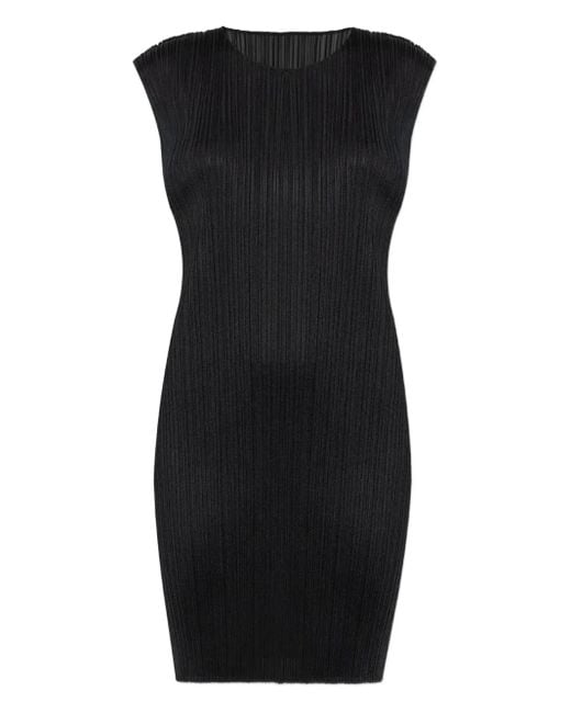 Pleats Please Issey Miyake Black Pleated Mini Dress