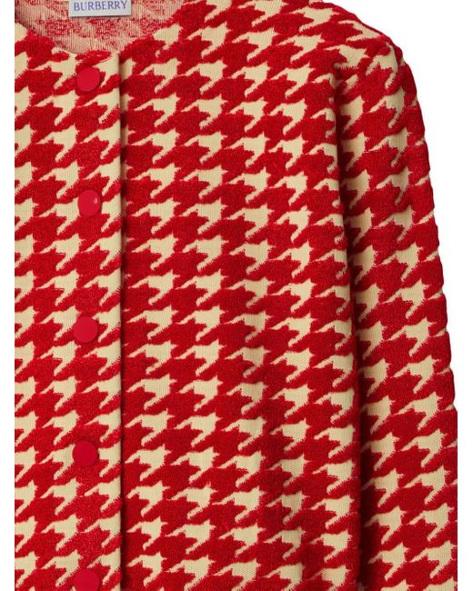 Burberry Red Cardigan mit Hahnentrittmuster