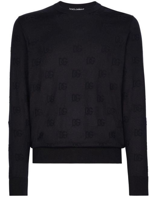 Dolce & Gabbana Pullover aus Seide mit Intarsien-Logo in Black für Herren