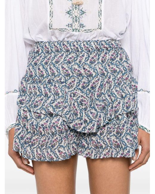 Isabel Marant Gray Jocadia Floral-print Cotton Shorts