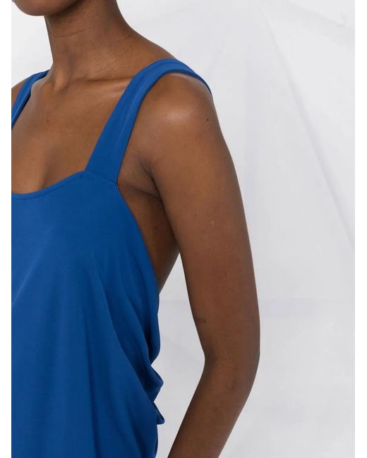 Alberta Ferretti Blue V-Back Draped Maxi Dress