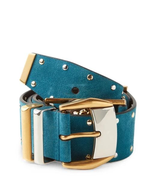Versace Blue Studded Suede Belt 4 Cm