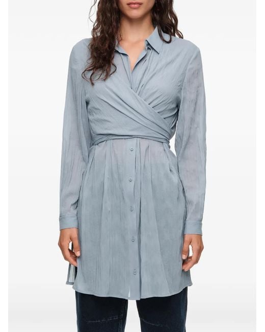 Bimba Y Lola Blue Light Pleated Shirt