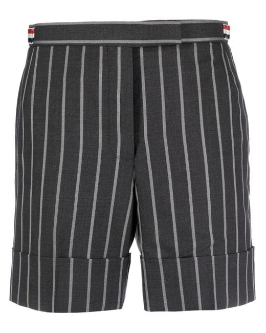 Thom Browne Black Wool Striped Shorts