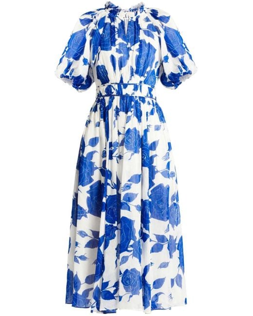 Aje. Blue Elysium Floral-print Midi Dress