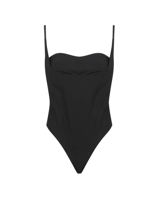 Dondup Black Sweetheart-Neck Panelled Bodysuit