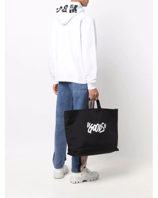 MSGM White Logo-Print Hooded Jumper for men