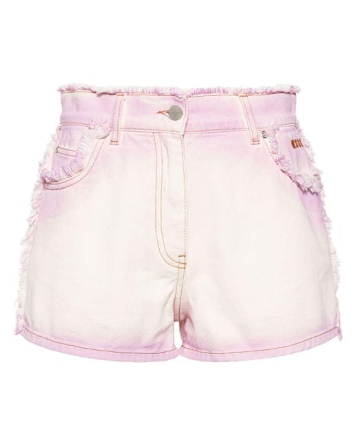 Pantalones vaqueros cortos con logo bordado MSGM de color Pink
