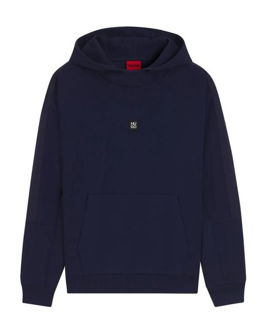 HUGO Blue Logo-patch Hoodie for men