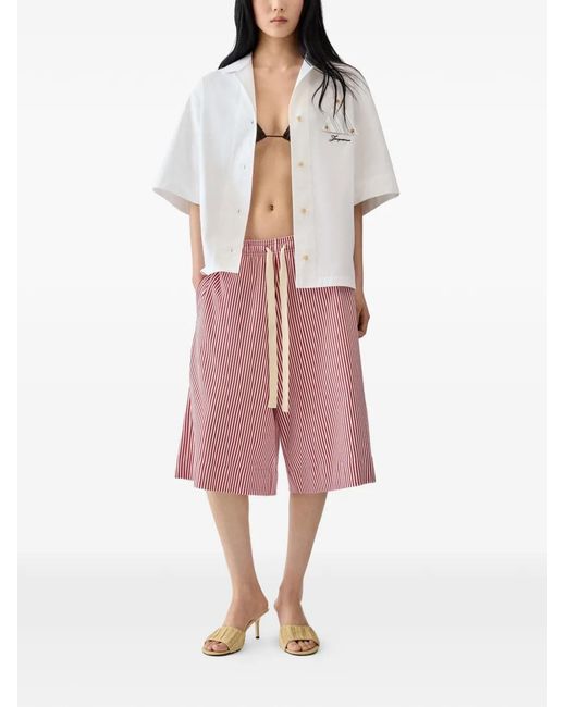 Jacquemus Pink Striped Drawstring Shorts