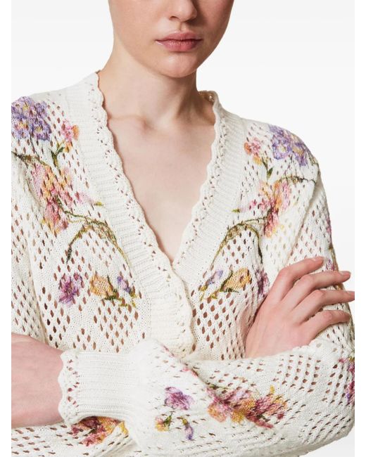 Twinset Natural Floral-Print Cardigan