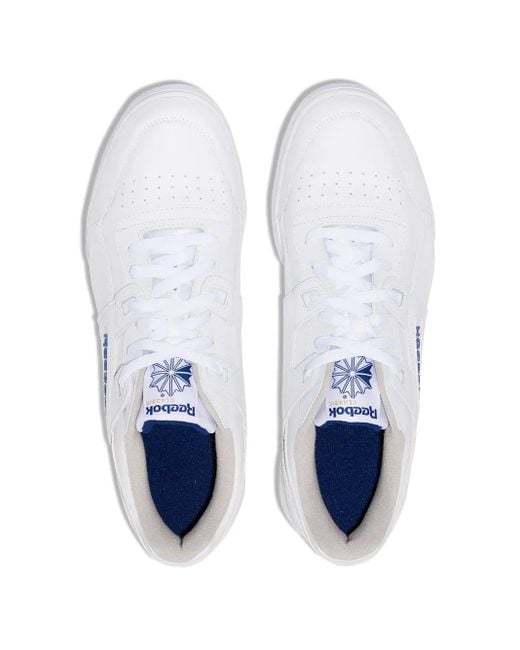 Reebok White Workout Plus Low-Top Sneakers