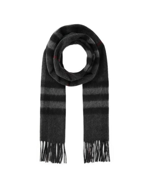 Burberry Black Embroidered Cashmere Scarf