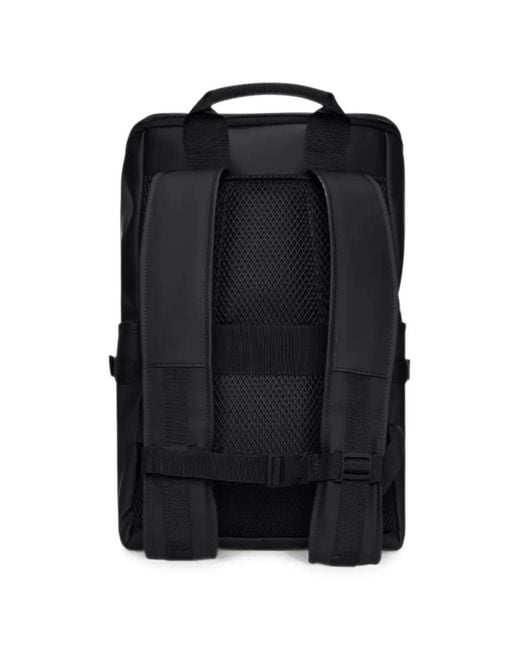 Rains Black Cargo Adjustable-Strap Backpack