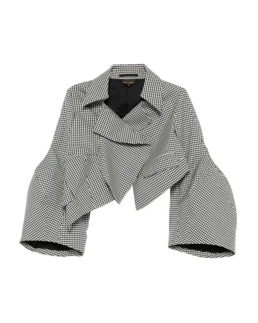 Comme des Garçons Gray Check-Print Cropped Jacket