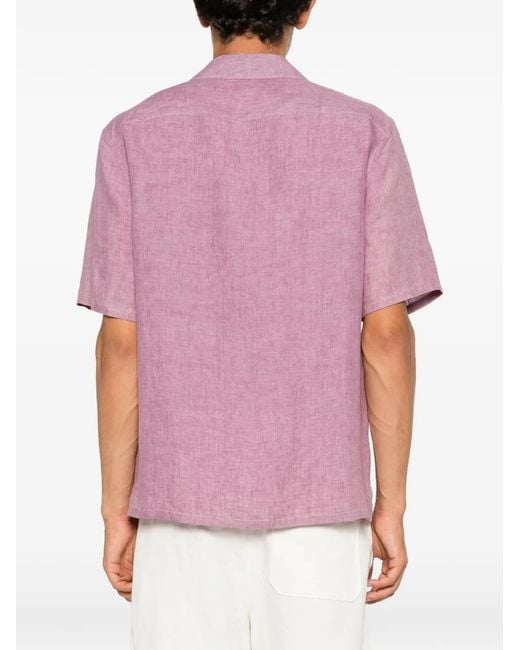 Zegna Pink Short-Sleeved Camp-Collar Shirt for men