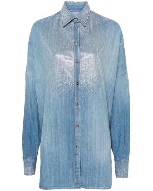 Camisa vaquera con apliques de strass Ermanno Scervino de color Blue