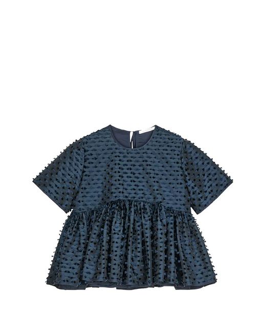 CECILIE BAHNSEN Blue Casandra Fil-Coupé Blouse