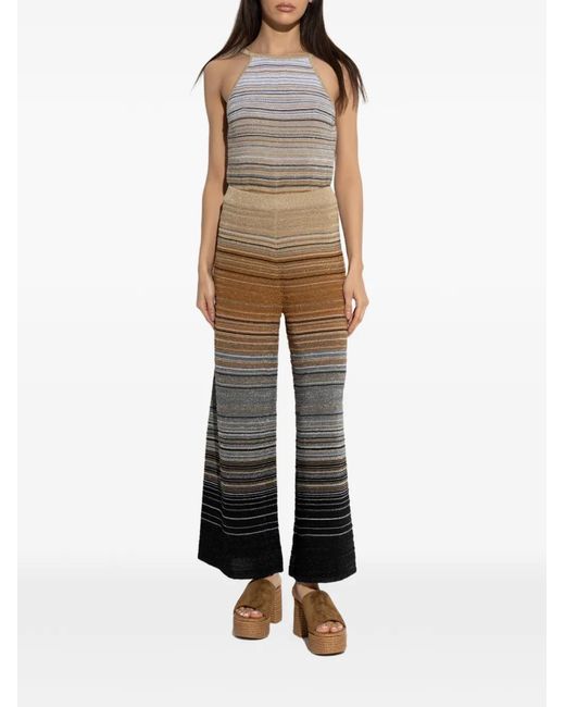 Akep White Striped-Pattern Halterneck Jumpsuit