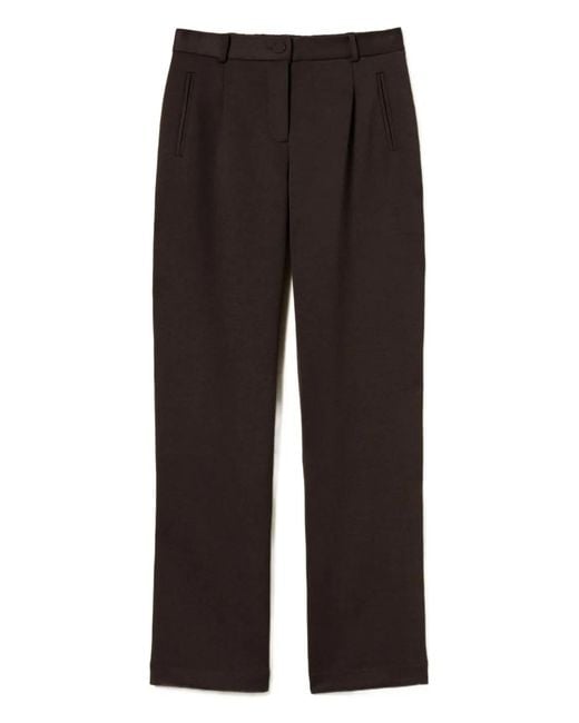 Twinset Black Pleat-Detail Trousers