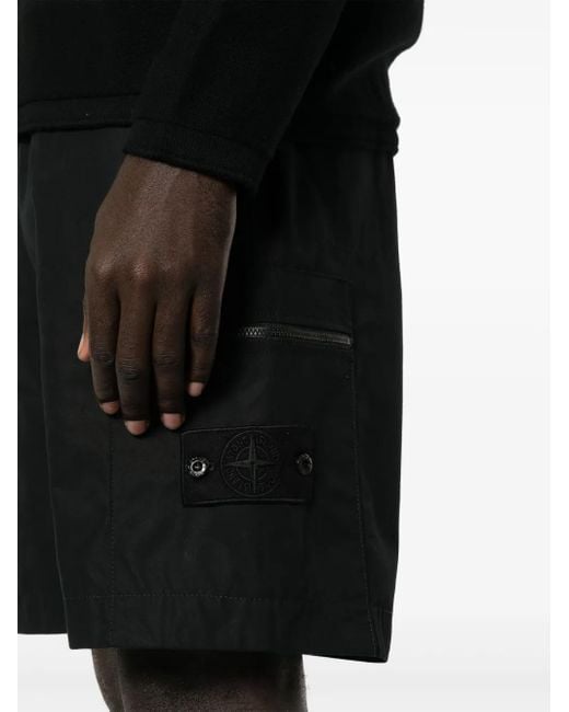 Stone Island Black Cotton Shorts For for men
