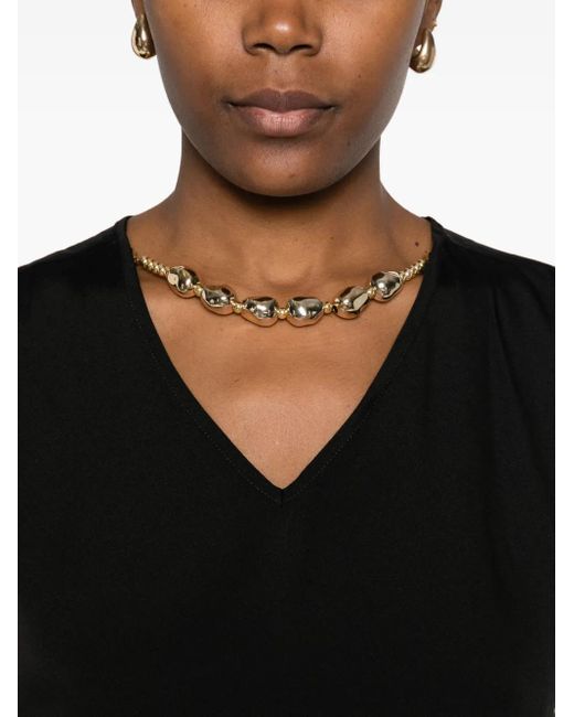 Fabiana Filippi Black V-Neck Satin Top