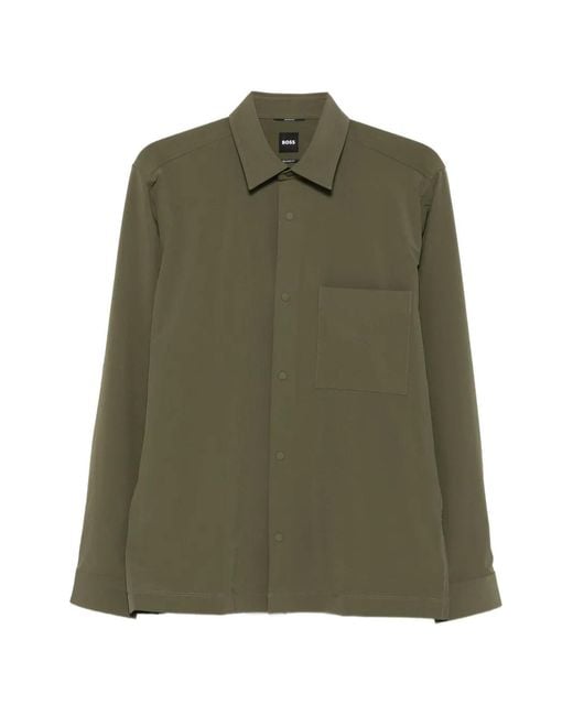 Boss Green Chest-Pocket Press-Stud Shirt for men