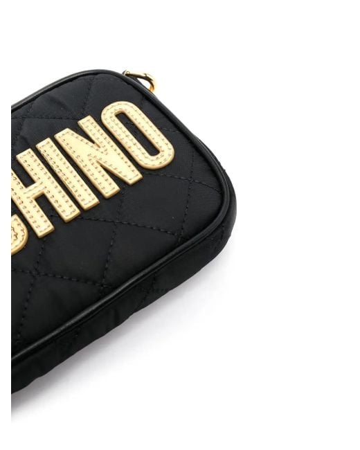Borsa A Spalla Trapuntata Con Applicazione di Moschino in Black