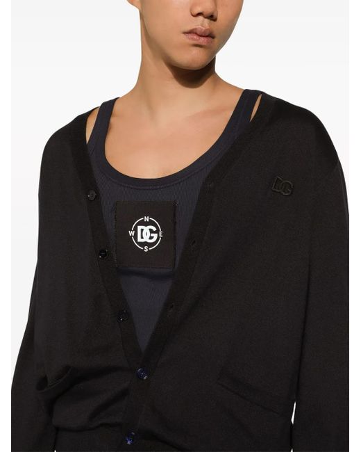 Dolce & Gabbana Black Logo Embroidery Cardigan for men