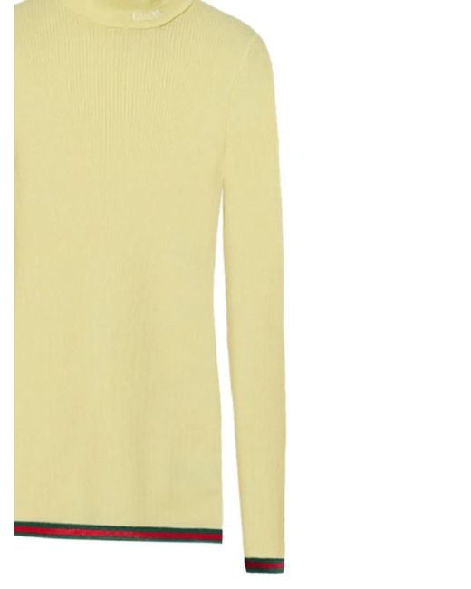 Gucci Yellow Ribbed-Knit Turtleneck Top