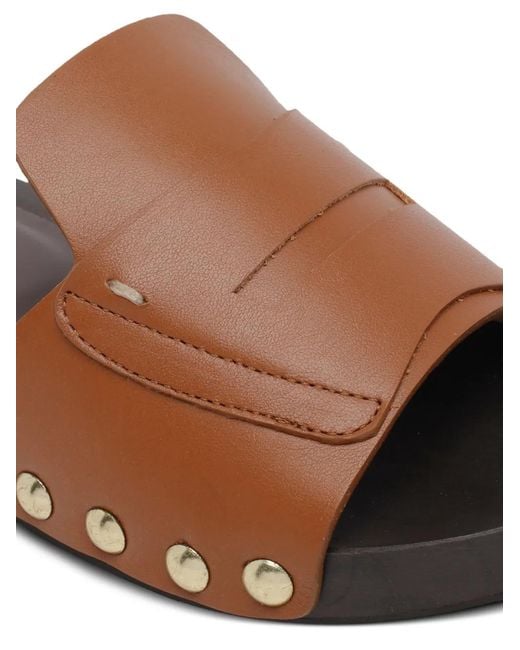 Angel Alarcon Brown Studded Round Toe Sandals