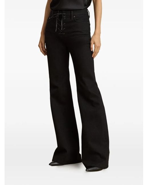 Ralph Lauren Black Lace-Up Flared Jeans