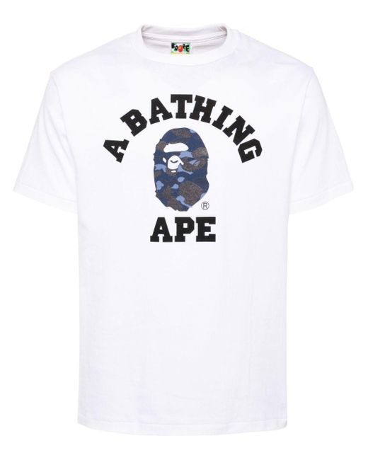 A Bathing Ape White Logo-Printed T-Shirt for men