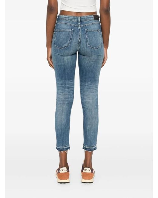 Marc O' Polo Blue Frayed-Hem Distress-Detail Jeans