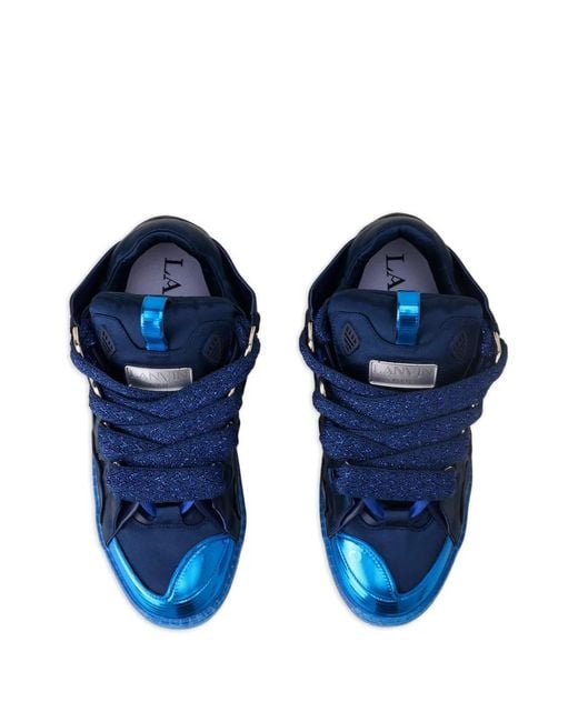 Lanvin Blue Metallic-Toe Sneakers for men