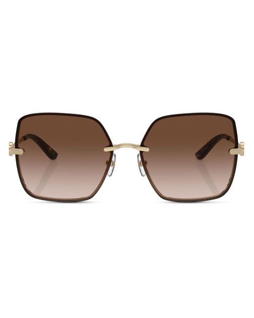 Tory Burch Brown Logo-plaque Oversize-frame Sunglasses