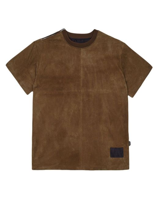 Purple Brand Brown Perforated Suede T-shirt for men