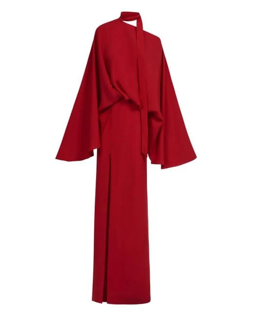 Taller Marmo Red Brooks Cape-Slit Maxi Dress