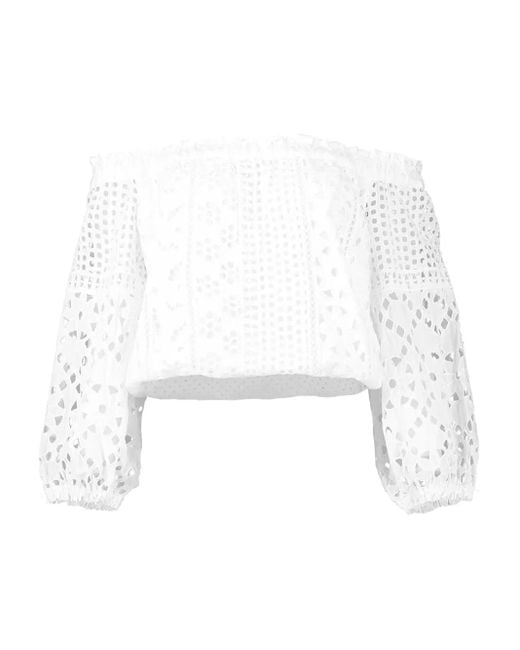 Temptation Positano White Schulterfreie Maira Bluse Mit Ösenspitze