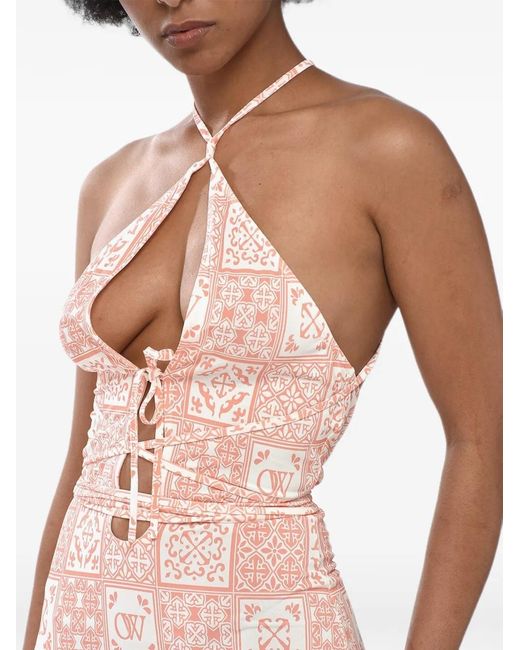 Off-White c/o Virgil Abloh Pink Maiolica Lace-Up Mini Dress