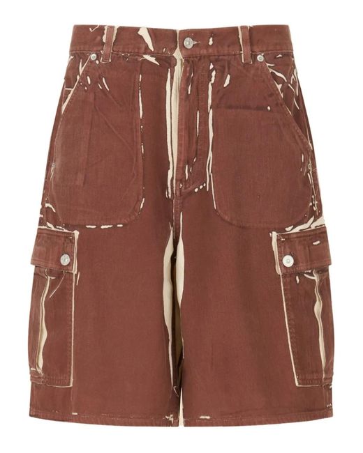 Marni Brown Belt-Loop Printed Shorts for men