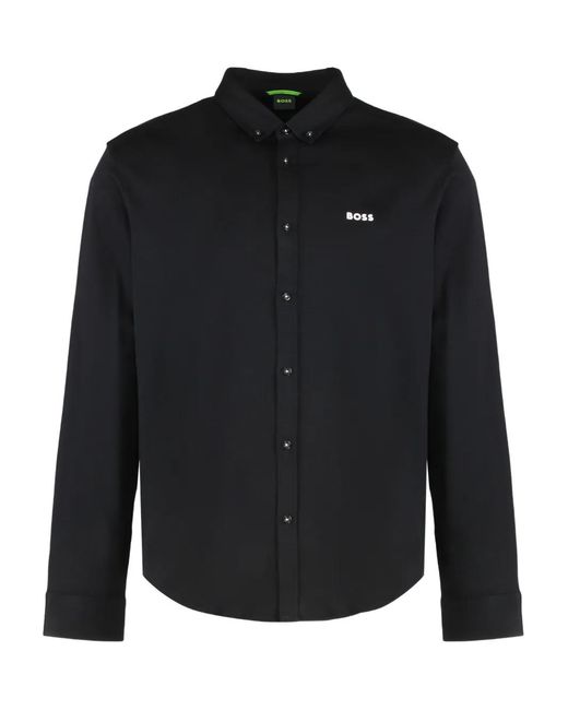 Boss Black Pique Cotton Shirt for men