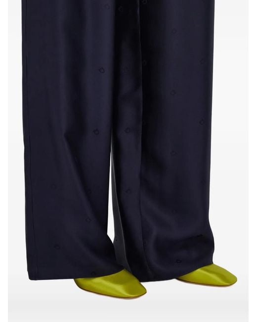 Ferragamo Blue Silk Trousers