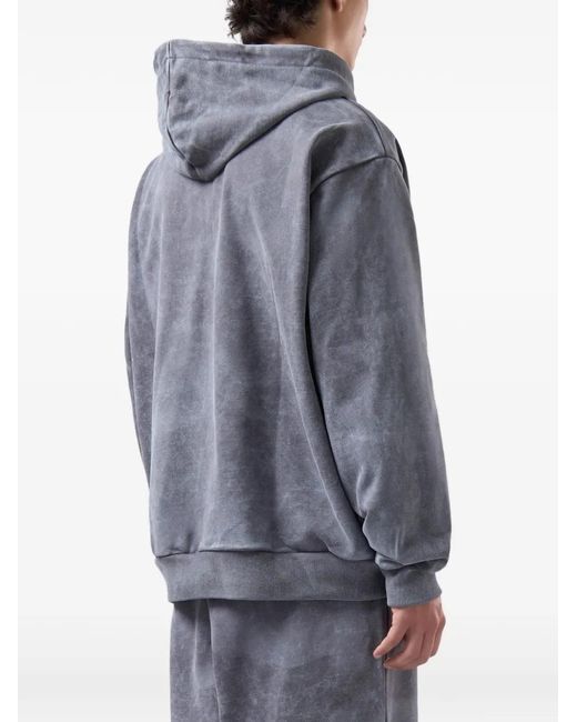 Gcds Gray Stud-Embellished Washed-Effect Hoodie for men