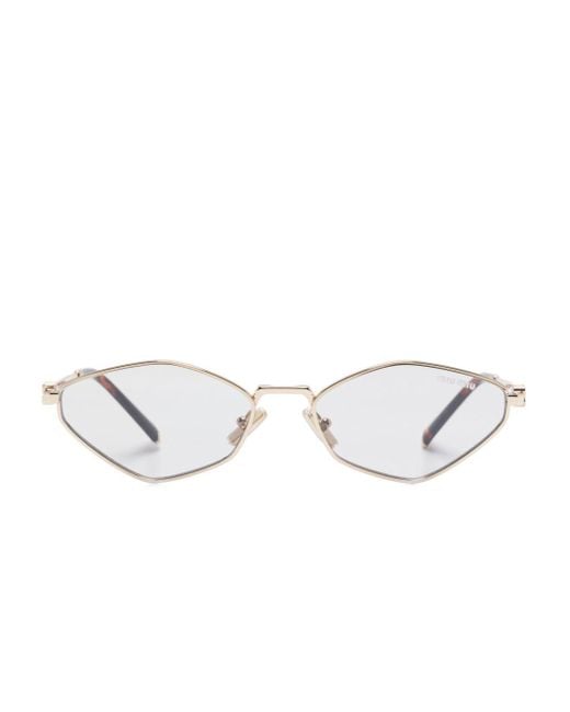 Miu Miu White 56Zs Geometric-Frame Sunglasses
