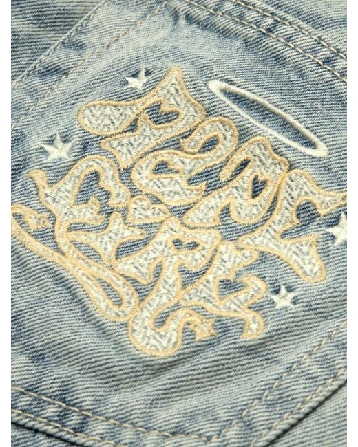 Aape By A Bathing Ape Blue Short En Jean À Détails Brodés