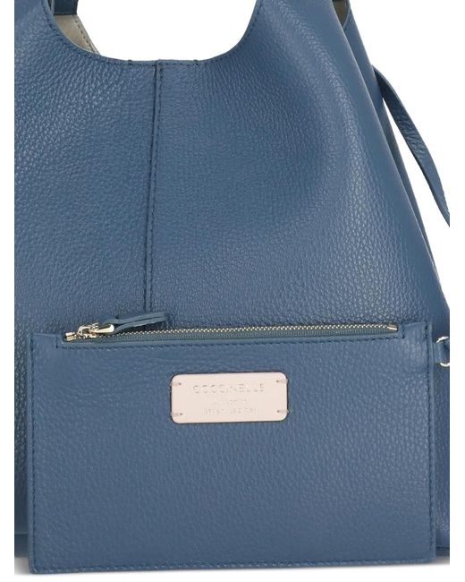 Coccinelle Blue Sac Porté Épaule C-Easy En Cuir Grainé